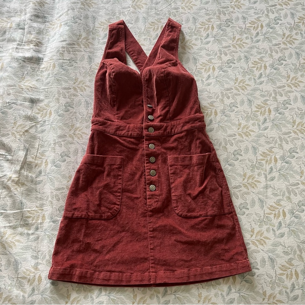 Lulus Maroon Corduroy Button-Front Dress